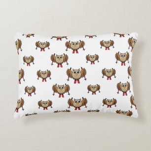 Cute Owl Skiing Cartoon Decorative Cushion