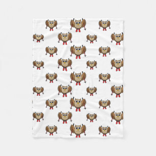 Cute Owl Skiing Cartoon Fleece Blanket