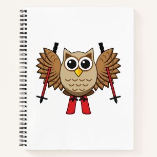 Cute Owl Skiing Cartoon Notebook
