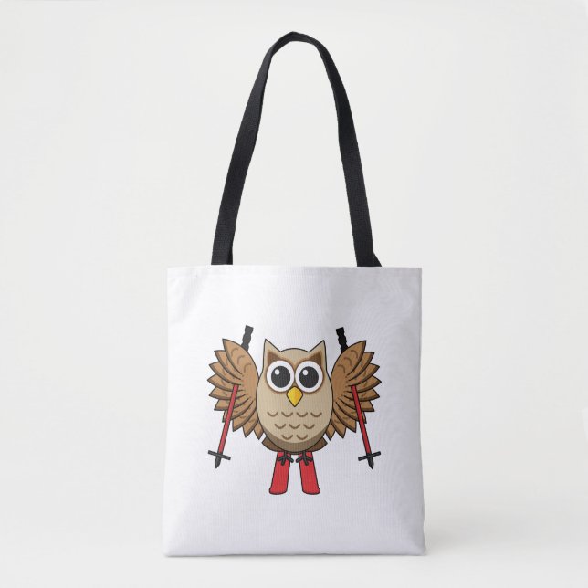 Cute Owl Skiing Cartoon Tote Bag (Front)