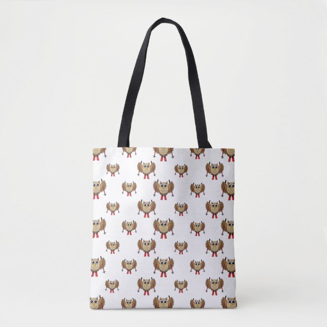 Cute Owl Skiing Cartoon Tote Bag (Front)