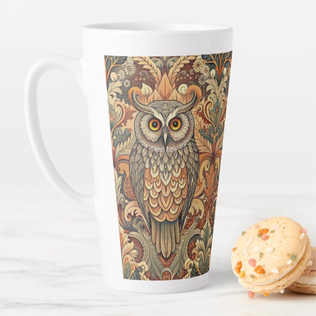 Cute Owl Style William Morris Latte Mug (In Situ)