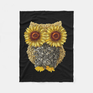 Cute Owl Sunflower Seed Hippie Sunflower  Fleece Blanket