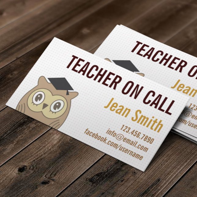 Cute OWL Teacher on Call Business Card (Creator Uploaded)