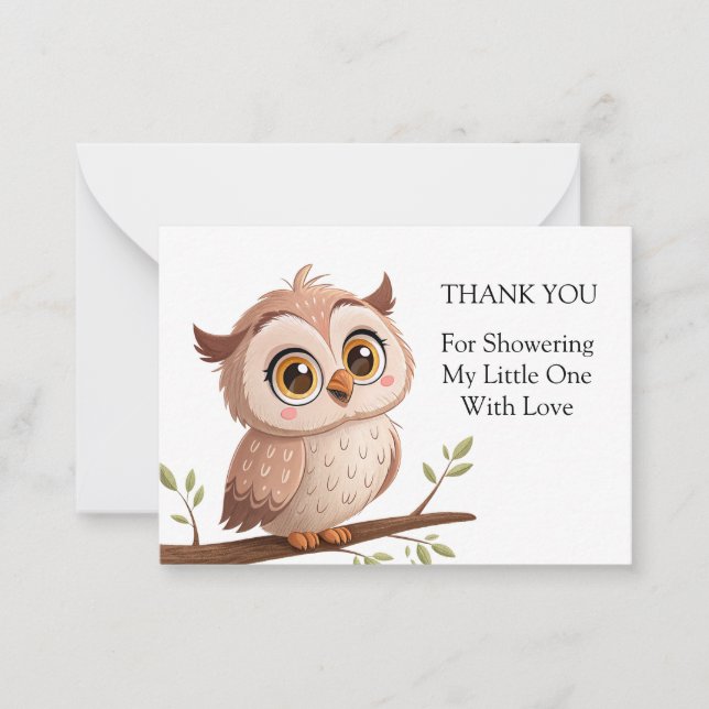 Cute Owl Thank You Card (Front)
