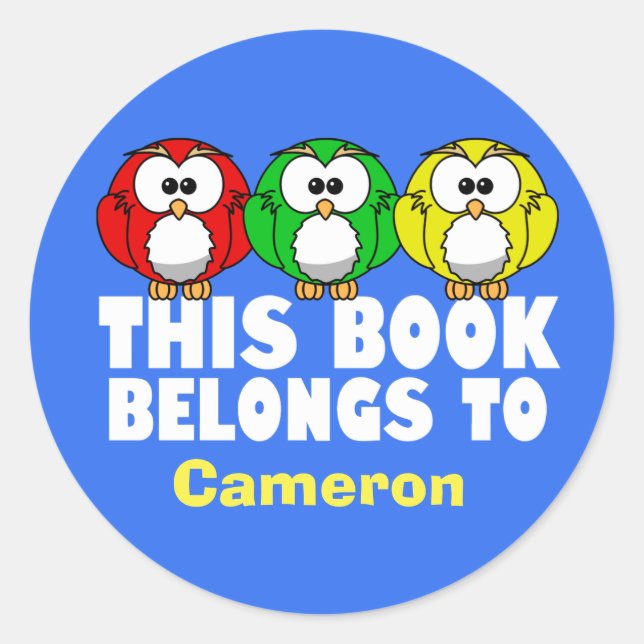 Cute Owl This Book Belongs To Classic Round Sticker (Front)