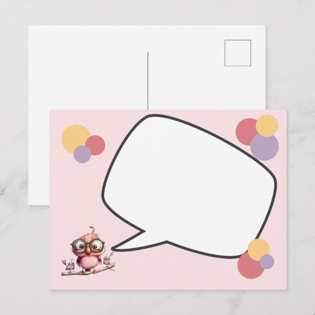 Cute Owl Thought Bubble Postcard (Front/Back)