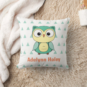 Cute Owl Triangle Pattern Custom Throw Pillow