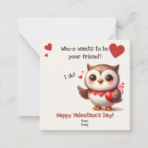 Cute Owl Valentine's Day Cards for Classroom 