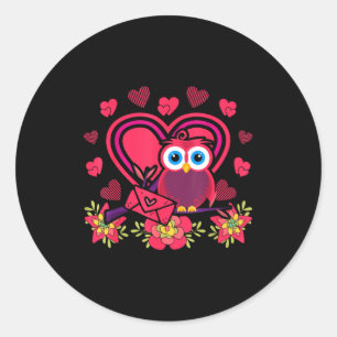 Cute Owl Valentines Day Gift Bird Owl  Classic Round Sticker