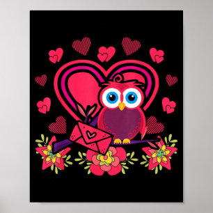 Cute Owl Valentines Day Gift Bird Owl  Poster