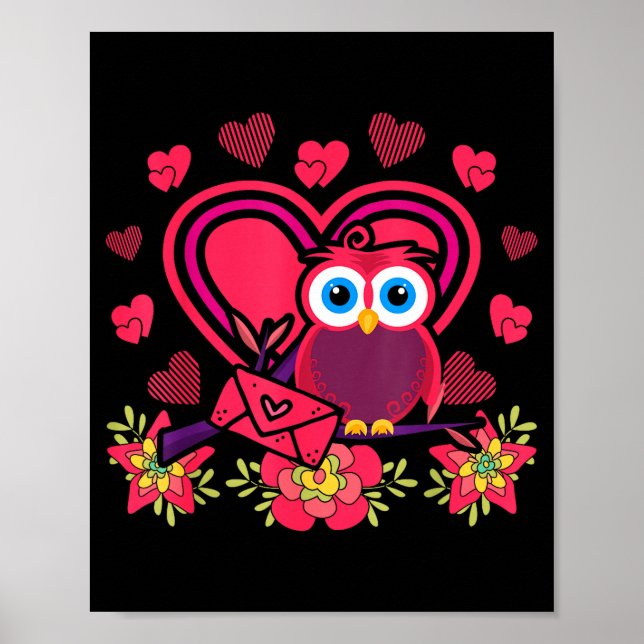 Cute Owl Valentines Day Gift Bird Owl  Poster (Front)
