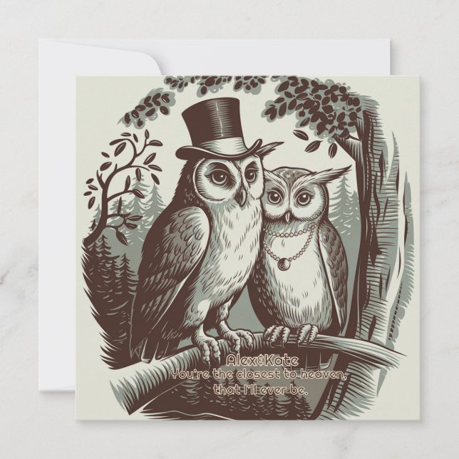 Cute Owl Valentine's Day Holiday Card (Front)