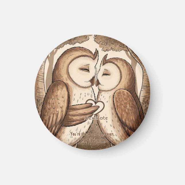 Cute Owl Valentine's Day Magnet (Front)