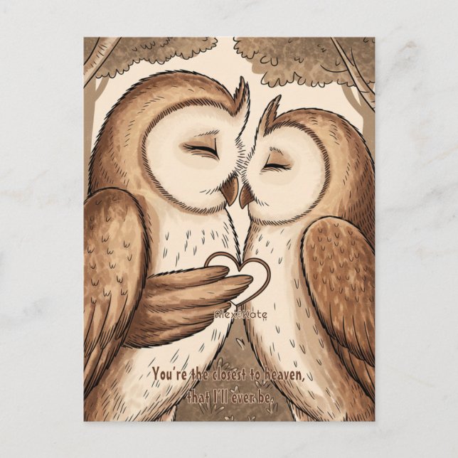 Cute Owl Valentine's Day Postcard (Front)
