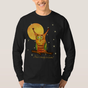 Cute Owl Watercolor Style Name School Year on Back T-Shirt