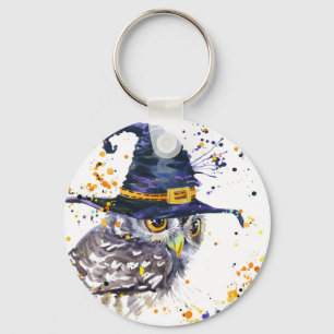 cute owl wearing witches hat key ring