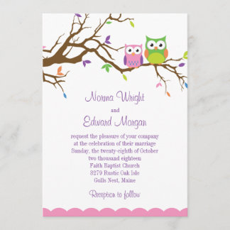 Cute Owl Wedding Invitation