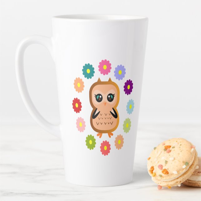 cute owl Wild animals hoot Latte Mug (In Situ)