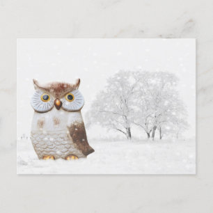 Cute Owl Wintry Snow Christmas Holiday Card