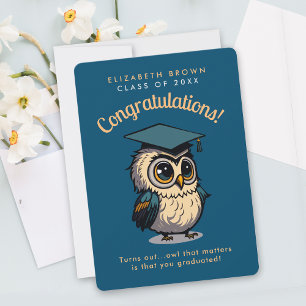 Cute Owl Wise Graduation Kids Party Cartoon Card