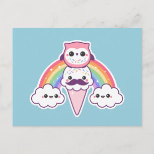Cute Owl with Ice Cream Cone Postcard