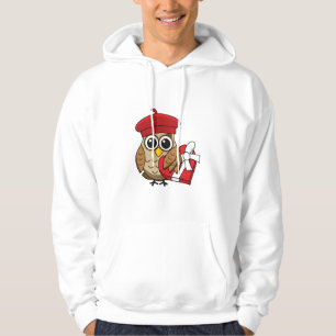 Cute Owl with Red Beret and Heart Box Hoodie
