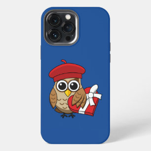 Cute Owl with Red Beret and Heart Box iPhone 13 Pro Max Case