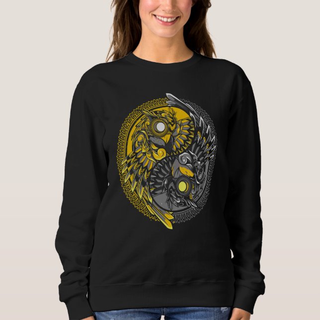 Cute Owl Women Men Mystic Yin Yang Owls Sweatshirt (Front)