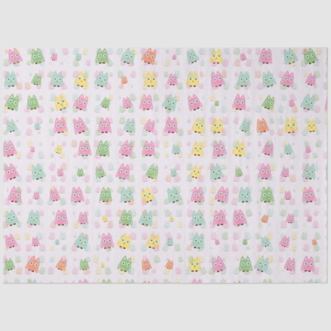 cute owls allover A Tissue Paper (Front)