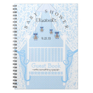 Cute Owls and Lace Baby Shower Guest Book- Notebook