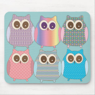 Cute Owls Assorted Colours Mouse Pad