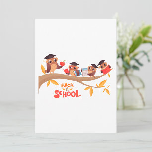Cute Owls Back to School Graduation  Invitation