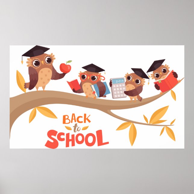 Cute Owls Back to School Graduation  Poster (Front)