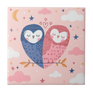 Cute Owls Ceramic Tile