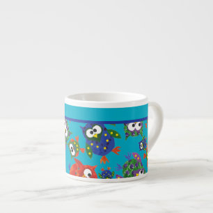 Cute Owls Colourful Small Espresso Mug