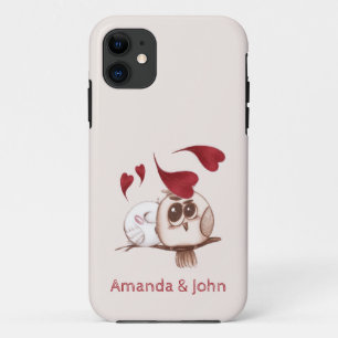 Cute Owls Couple Names Personalised iPhone 11 Case