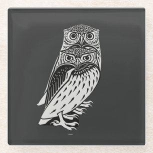 Cute owls glass coaster
