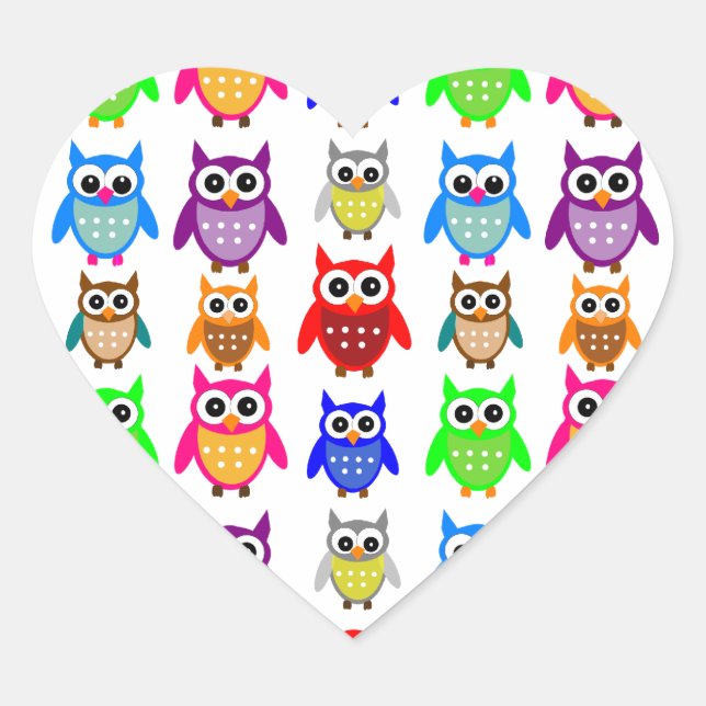 cute owls heart sticker (Front)