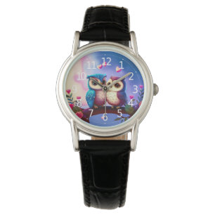 Cute Owls Hearts Valentine Inspired Artwork Watch
