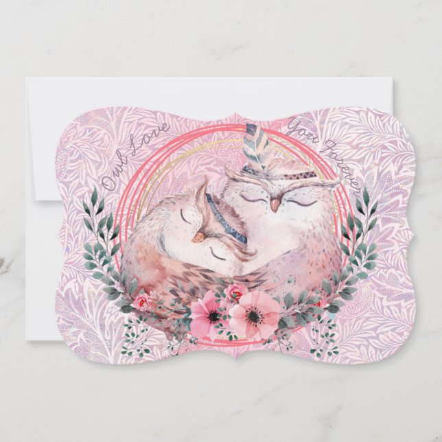 Cute Owls Holiday Card (Front)