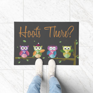Cute Owls Hoot's There Fall Fun Welcome Doormat