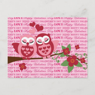 Cute Owls in Love Happy Valentine's Day Gifts Holiday Postcard