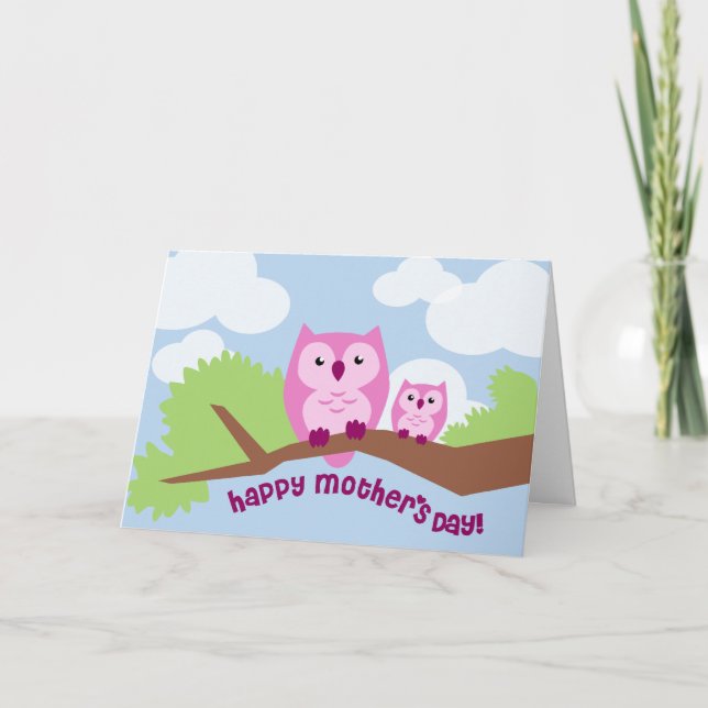 Cute Owls Mother's Day Card (Front)