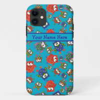 Cute Owls on Turquoise Blue Background