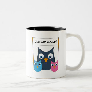 Cute Owls - "Our Dad rocks!" - Father's Day Two-Tone Coffee Mug