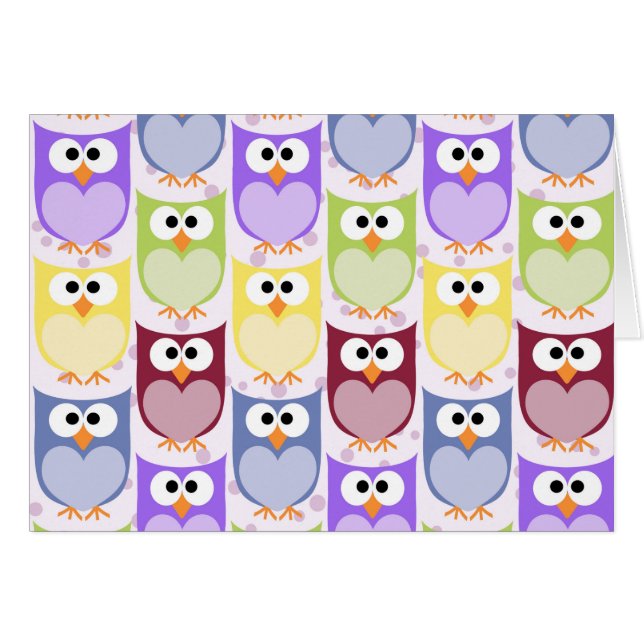 Cute Owls, Owl Pattern, Baby Owls, Colourful Owls (Front Horizontal)