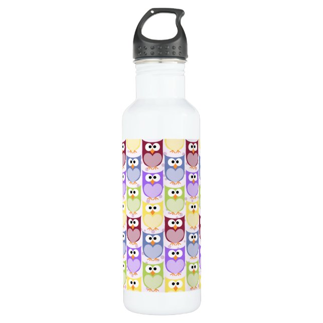 Cute Owls, Owl Pattern, Baby Owls, Colourful Owls 710 Ml Water Bottle (Front)