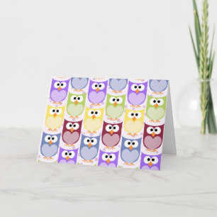 Cute Owls, Owl Pattern, Baby Owls, Colourful Owls Card