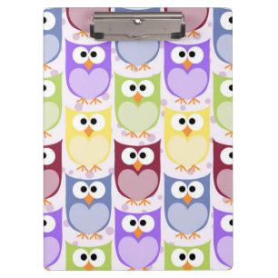 Cute Owls, Owl Pattern, Baby Owls, Colourful Owls Clipboard